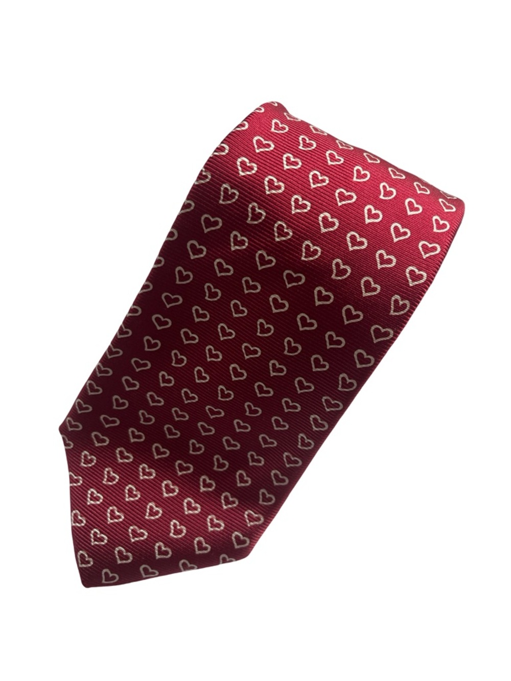 Vintage Lands End Silk Tie Red Heart Print Romantic Valentines Day Sweet